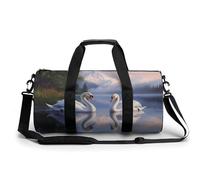 Borsa da palestra da viaggio con due cigni che scivolano per donne e uomini, borsa da viaggio cilindrica borsa da allenamento sportiva con tracolla