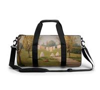 Borsa da palestra da viaggio con fantasmi carini che giocano nel cortile per donne e uomini borsa da viaggio cilindrica borsa da allenamento sportiva con tracolla
