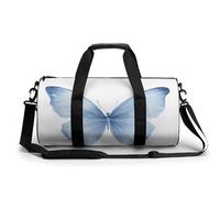 Borsa da palestra da viaggio con farfalla ad acquerello blu per donne e uomini borsa da viaggio cilindrica borsa da allenamento sportiva con tracolla