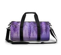 Borsa da palestra da viaggio con fiori di glicine viola pastello per donne e uomini, borsa da viaggio cilindrica borsa da allenamento sportiva con tracolla