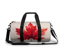 Borsa da palestra da viaggio con foglia d'acero rossa ad acquerello per donne e uomini borsa da viaggio cilindrica borsa da allenamento sportiva con tracolla