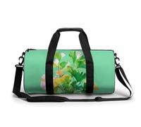 Borsa da palestra da viaggio con foglie verdi per donne e uomini, borsa da viaggio cilindrica borsa da allenamento sportiva con tracolla