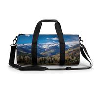 Borsa da palestra da viaggio con montagne innevate per donne e uomini, borsone cilindrico per allenamento sportivo con tracolla
