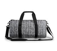 Borsa da palestra da viaggio con motivo a tappeto di lana grigia per donne e uomini borsa da viaggio cilindrica borsa da allenamento sportiva con tracolla