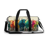 Borsa da palestra da viaggio con mucche geometriche astratte multiple per donne uomini borsone cilindrico borsa da allenamento sportiva con tracolla