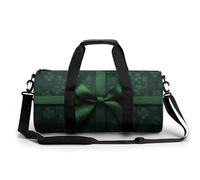 Borsa da palestra da viaggio con nastro verde e trifoglio per il giorno di San Patrizio, per donne e uomini, borsa da viaggio cilindrica con tracolla