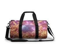 Borsa da palestra da viaggio con palla da discoteca sopra patatine fritte per donne e uomini borsone cilindrico borsa da allenamento sportiva con tracolla