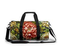 Borsa da palestra da viaggio con peonie rosse e bianche ad acquerello, per donne e uomini, cilindrica, borsa da allenamento sportiva con tracolla