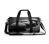 Borsa da palestra da viaggio con pietre rotonde lisce bianche e nere per donne e uomini, borsa da viaggio cilindrica borsa da allenamento sportiva con tracolla