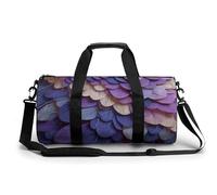 Borsa da palestra da viaggio con piume di gufo in viola e lavanda per donne e uomini, borsa da viaggio cilindrica per allenamento sportivo con tracolla