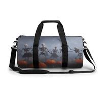 Borsa da palestra da viaggio con scheletri che ballano nelle zucche per donne e uomini, borsa da viaggio cilindrica per allenamento sportivo con tracolla