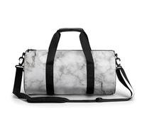 Borsa da palestra da viaggio con texture in marmo bianco grigio per donne e uomini borsa da viaggio cilindrica borsa da allenamento sportiva con tracolla