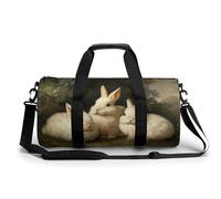 Borsa da palestra da viaggio con tre conigli, per donne e uomini, cilindrica, borsa da allenamento sportiva con tracolla