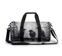 Borsa da palestra da viaggio con tre corvi neri, per donne e uomini, borsa da viaggio cilindrica con tracolla