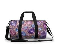 Borsa da palestra da viaggio con varie pietre preziose in rosa, viola e blu, per donne e uomini, borsa da viaggio cilindrica con tracolla
