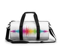 Borsa da palestra da viaggio minimalista con forma d'onda audio piatta semplice per donne e uomini borsa da viaggio cilindrica borsa da allenamento sportiva con tracolla