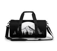 Borsa da palestra da viaggio semplice con montagne e pini per donne e uomini borsa da viaggio cilindrica borsa da allenamento sportiva con tracolla