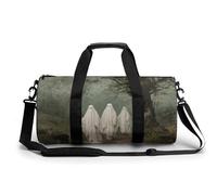 Borsa da palestra da viaggio vintage con tre fantasmi che camminano nel bosco per donne e uomini, borsa da viaggio cilindrica borsa da allenamento sportiva con tracolla