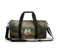 Borsa da palestra da viaggio vintage con tre fantasmi nel bosco per donne e uomini, borsa da viaggio cilindrica borsa da allenamento sportiva con tracolla