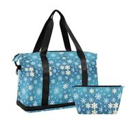Borsa da palestra di grande capacità con fiocco di neve grigio blu neve gelo inverno borsa da notte con cinghia regolabile per viaggi di lavoro