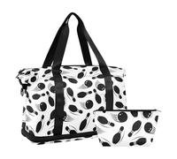 Borsa da palestra di grande capacità da bowling bianco nero borsa da weekend con tracolla regolabile per viaggi di lavoro