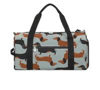 Borsa da palestra divertente con bassotto in stile cartone animato, con scomparto per scarpe, borsone da viaggio, borsa da yoga