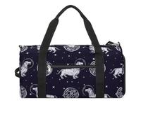 Borsa da palestra divertente con bassotto nello spazio con scomparto per scarpe, borsone da viaggio, borsa da yoga