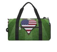 Borsa da palestra divertente con campo da calcio con bandiera degli Stati Uniti con scomparto per scarpe, borsone da viaggio, borsa da yoga