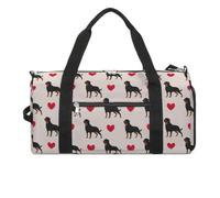 Borsa da palestra divertente con cane Rottweiler con cuori, con scomparto per scarpe, borsone da viaggio, borsa da yoga