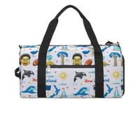 Borsa da palestra divertente con icone della Nuova Zelanda con scomparto per scarpe, borsone da viaggio, borsa da yoga