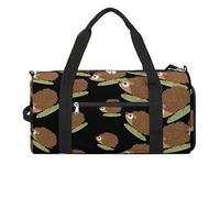 Borsa da palestra divertente con motivo riccio con scomparto per scarpe, borsone da viaggio, weekender, borsa da yoga