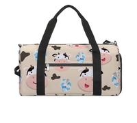 Borsa da palestra divertente con mucca e latte, con scomparto per scarpe, borsone da viaggio, borsa da yoga