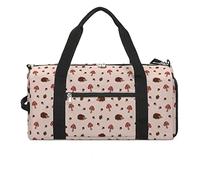 Borsa da palestra divertente con riccio e dado di fungo con scomparto per scarpe, borsone da viaggio per weekend, pernottamento, borsa da yoga