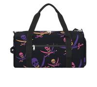 Borsa da palestra divertente con teschio e spade incrociate, con scomparto per scarpe, borsone da viaggio, borsa da yoga