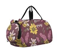 Borsa da palestra estetica con fiori di lavanda bordeaux piccola con scomparto per scarpe grande capacità Weekender borsa da viaggio per spiaggia borse da nuoto piscina sport, estetica Lavanda