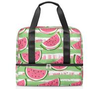 Borsa da palestra estiva a righe anguria per donne e uomini, borsone da viaggio con scomparto per scarpe, grande capacità, borsa da allenamento per la notte, per fitness, yoga, nuoto, fine settimana