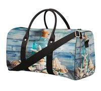 Borsa da palestra estiva con conchiglie di stelle marine, borsa da palestra per uomini e donne, impermeabile, pieghevole, da viaggio, leggera, da portare con sé, borsa da viaggio per allenamento in