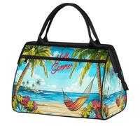 Borsa da palestra estiva con palme e cielo marino per uomini e donne, borsone sportivo da viaggio impermeabile per il fine settimana borsa da notte leggera da portare a mano