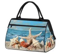 Borsa da palestra estiva da spiaggia con conchiglie di mare per uomo e donna, borsa da viaggio sportiva da viaggio impermeabile per il fine settimana borsa leggera da portare con sé bagagli Tote