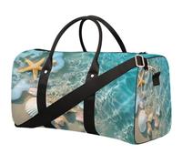 Borsa da palestra estiva da spiaggia con conchiglie e stelle marine, per uomini e donne, impermeabile, pieghevole, da viaggio, leggera, da portare con sé, per allenamento e ospedale