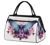 Borsa da palestra etnica con farfalla per uomo e donna, azteco farfalla fiore borsone da viaggio sport borsone impermeabile weekend pernottamento borsa leggera bagaglio tote