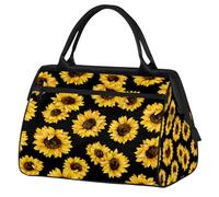 Borsa da palestra floreale con girasole per uomo e donna, shabby chic, per viaggi, sport, viaggi, sport, borsa impermeabile per il fine settimana, borsa leggera da portare a mano