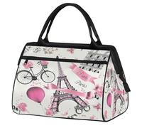 Borsa da palestra Flower Paris per uomo e donna, Torre Eiffel di Parigi, borsone sportivo da viaggio, impermeabile, borsa da viaggio per la notte, borsa leggera da portare con sé