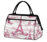 Borsa da palestra Flower Paris per uomo e donna, Torre Eiffel di Parigi, farfalla, borsone da viaggio sportivo, borsone impermeabile per weekend e pernottamento borsa leggera da portare a mano