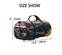 Borsa da palestra gialla con tracolla, cerniera, 2 tasche laterali, per uomo e donna, borsa da viaggio e da viaggio, con scritta "Alba primaverile sulla Puglia"