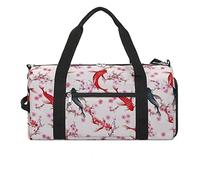 Borsa da palestra giapponese con motivo koi e fiori di ciliegio, con scomparto per scarpe, da viaggio, weekend, per la notte, per yoga