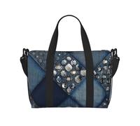 Borsa da palestra in alpaca che indossa occhiali da sole, borsone per uomo e donna, borsa da viaggio per la notte con scomparto per scarpe borse da allenamento, Strass intarsiati jeans, One Size