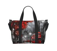 Borsa da palestra in alpaca che indossa occhiali da sole, borsone per uomo e donna, borsa da viaggio per la notte con scomparto per scarpe borse da allenamento, Red London Street, One Size, Borsone da