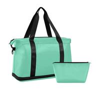 Borsa da palestra in tinta unita verde tinta unita verde acqua media con tracolla regolabile per palestra pieghevole, Medio aqua marine Tinta unita Pure Plain verde, 1 size