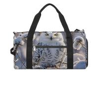 Borsa da palestra invernale con gufo bianco per uomo e donna, resistente all'acqua, borsa da viaggio leggera per viaggi sportivi, bianco, taglia unica
